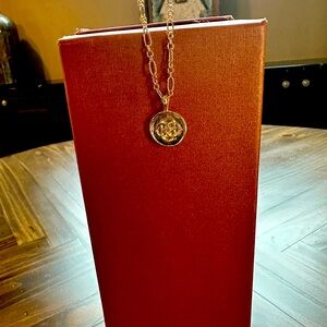 Kendra Scott 21" gold chain necklace with Dira Coin Pendant New